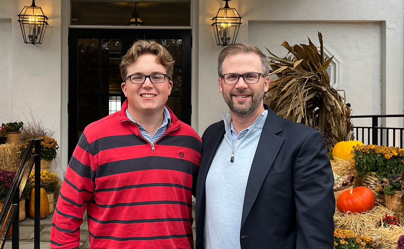 Andrew Segall (left) is the first recipient of the Robert J. Bluestone Scholarship